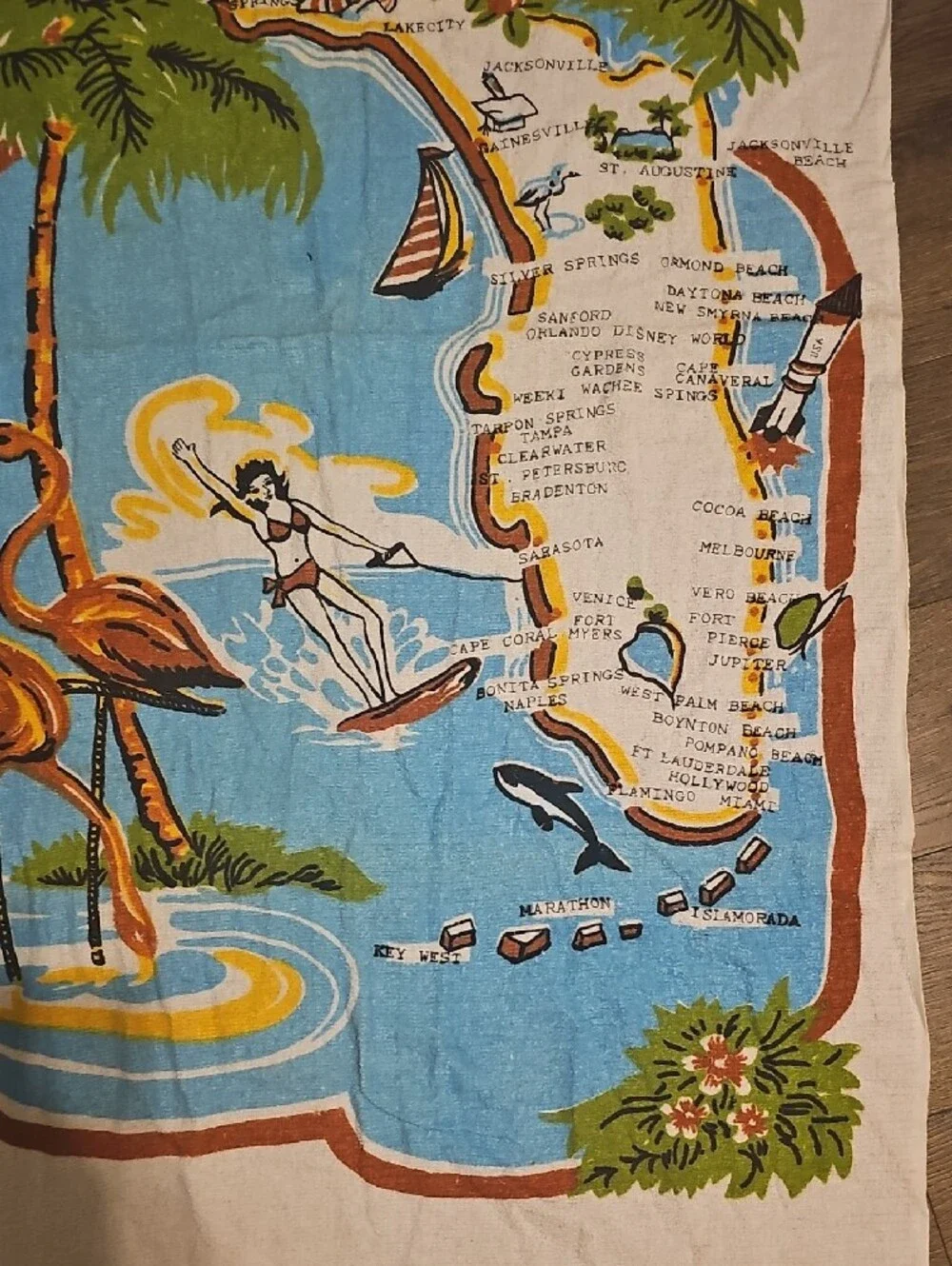 Florida Beach Towel 100% Cotton 80s Vintage By Triangle State